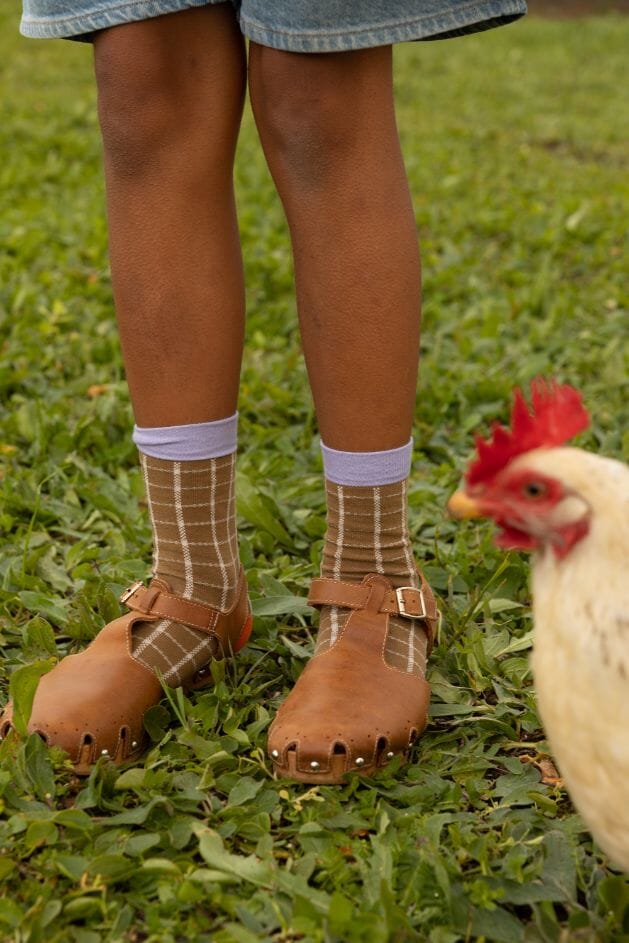 Sokken - Farmhouse Check Soil Green - Sticky Lemon