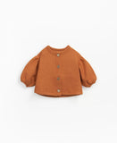 Jersey cardigan met ballonmouwen