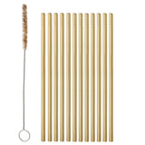 Rietjes Mendi Straws and brush - Gold - Bloomingville