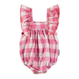 Baby romper met ruches - Checkered pink - Piupiuchick