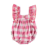 Baby romper met ruches - Checkered pink