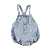 Baby romper - Washed light blue denim