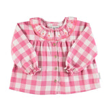 Blouse met geborduurd kraagje - checkered pink