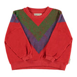 Terry sweater - Rood met multikleur driehoekprint - Piupiuchick