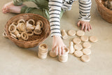 Nins, ringen en munten natuurlijk hout - Grapat