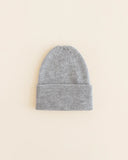 Beanie Fonzie Newborn - Grey Melange - Hvid