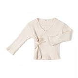 Rib wrap t-shirt lange mouwen - Cream - Nixnut