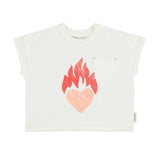 T-shirt - ecru met hart print