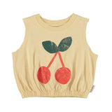 Mouwloze top - sand met kersenprint - Piupiuchick
