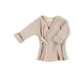 Rib wrap T-shirt met lange mouwen - Beige - Nixnut