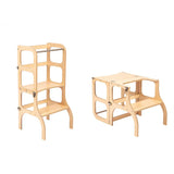 Houten leertoren - Step'n sit - Naturel met zilver - Ette Tete