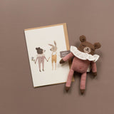 Wenskaart "Teddy and bunny" met enveloppe - 15x22cm - Main Sauvage