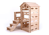 Houten Speelhuisje Bouwen & Spelen met glijbaan en trappen - Wooden Playhouse Build & Play with slide and stairs - KateHaa