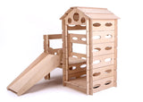 Houten Speelhuisje Bouwen & Spelen met glijbaan en trappen - Wooden Playhouse Build & Play with slide and stairs - KateHaa