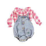 Baby romper - Washed light blue denim