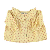 Round collar shirt - light yellow with flowers - piupiuchick