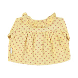 Round collar shirt - light yellow with flowers - piupiuchick