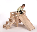 Houten Speelhuisje Bouwen & Spelen met glijbaan en trappen - Wooden Playhouse Build & Play with slide and stairs - KateHaa