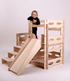 Houten Speelhuisje Bouwen & Spelen met glijbaan en trappen - Wooden Playhouse Build & Play with slide and stairs - KateHaa