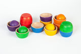 12 houten kommetjes en 6 ballen - 6 kleuren - Grapat