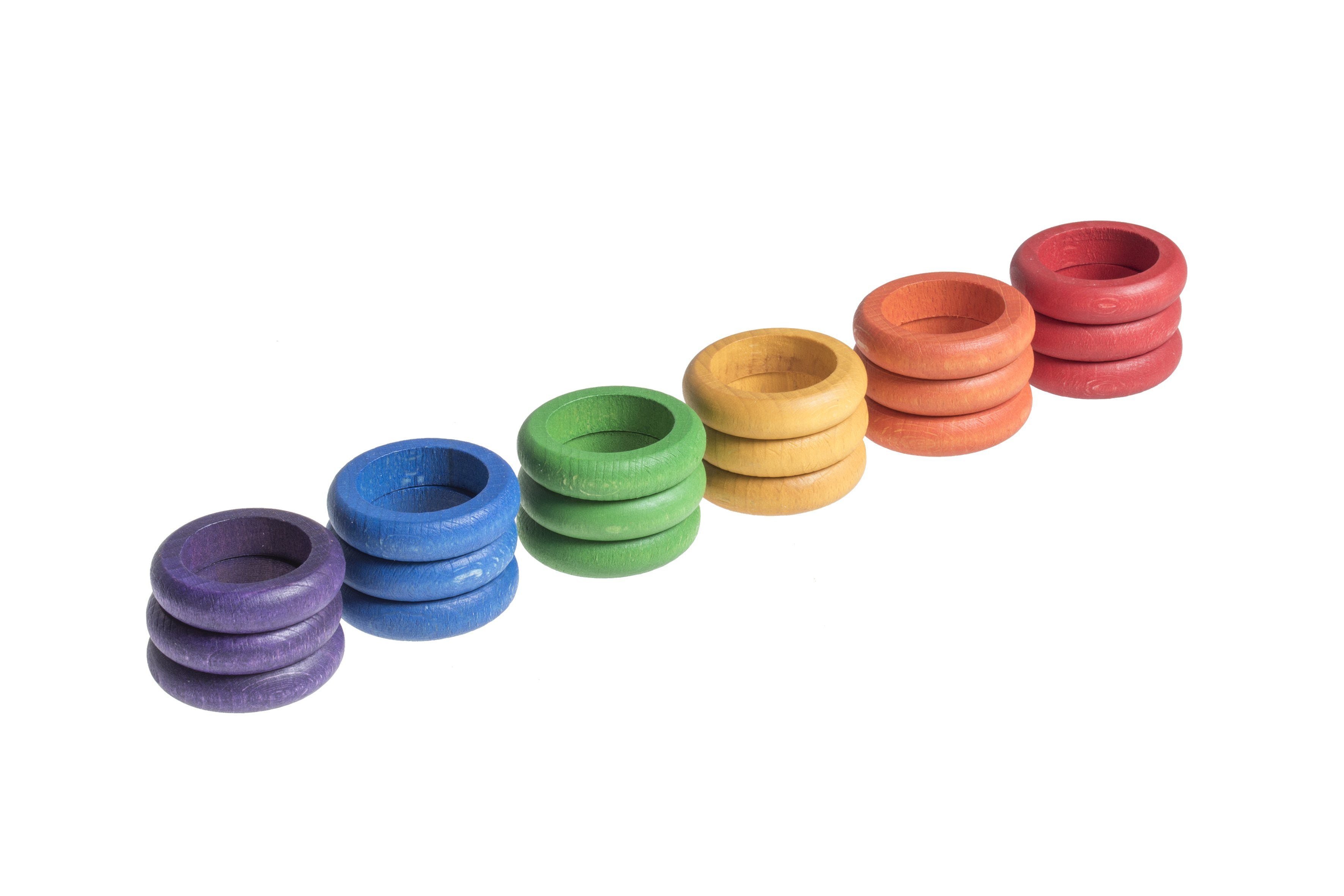 18 houten ringen (6 kleuren) - Grapat