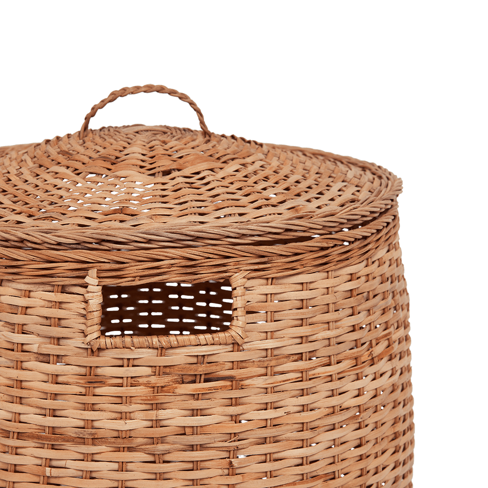 Rattan Tuscan Lidded storage basket - Olli Ella