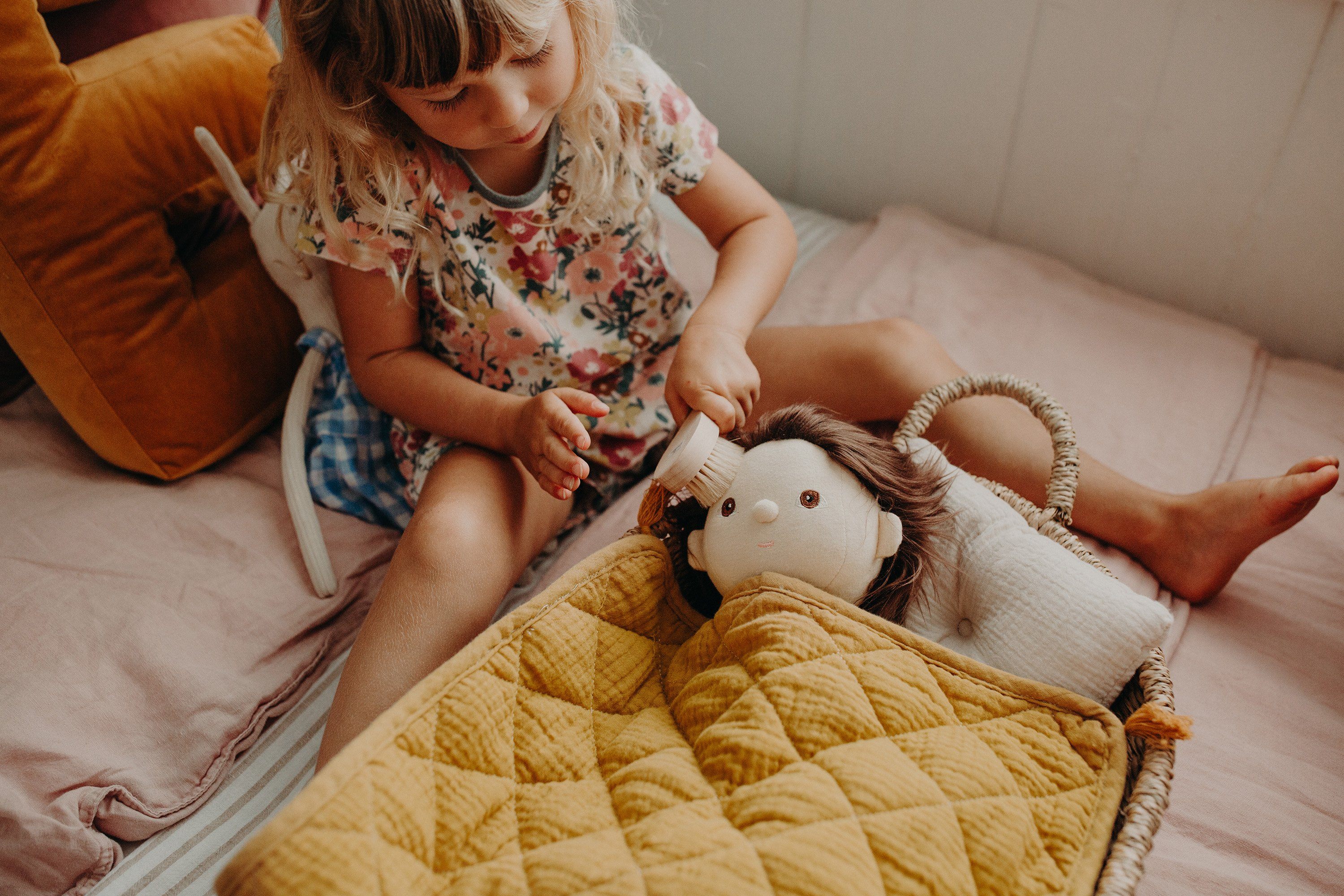 Organic cotton strolley bedset - Mustard - Olli Ella