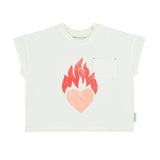 T-shirt - ecru met hartjesprint - Piupiuchick
