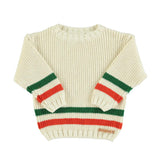 Gebreide sweater - ecru met multicolor streepjes - Piupiuchick