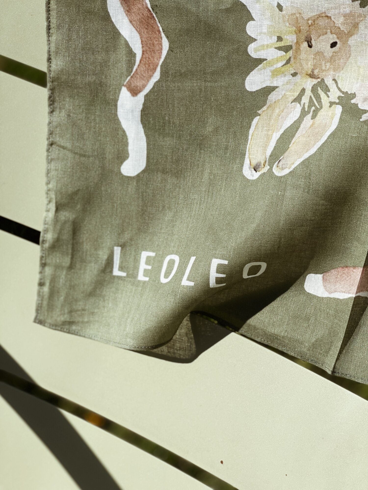 LeoLeo - Haarlint - Bandana vintage dusty green - Organic cotton & linnen