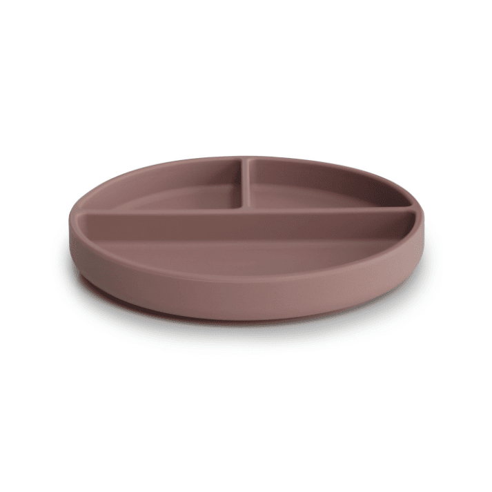 Siliconen bord met vakjes - suction plate cloudy mauve - Mushie